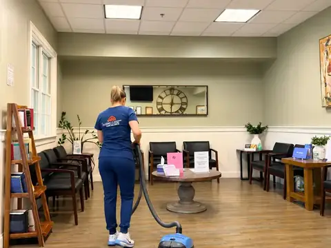 Commercial cleaning of an office waiting room