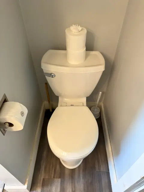 Toilet scrubbed and disinfected after a move-out cleaning